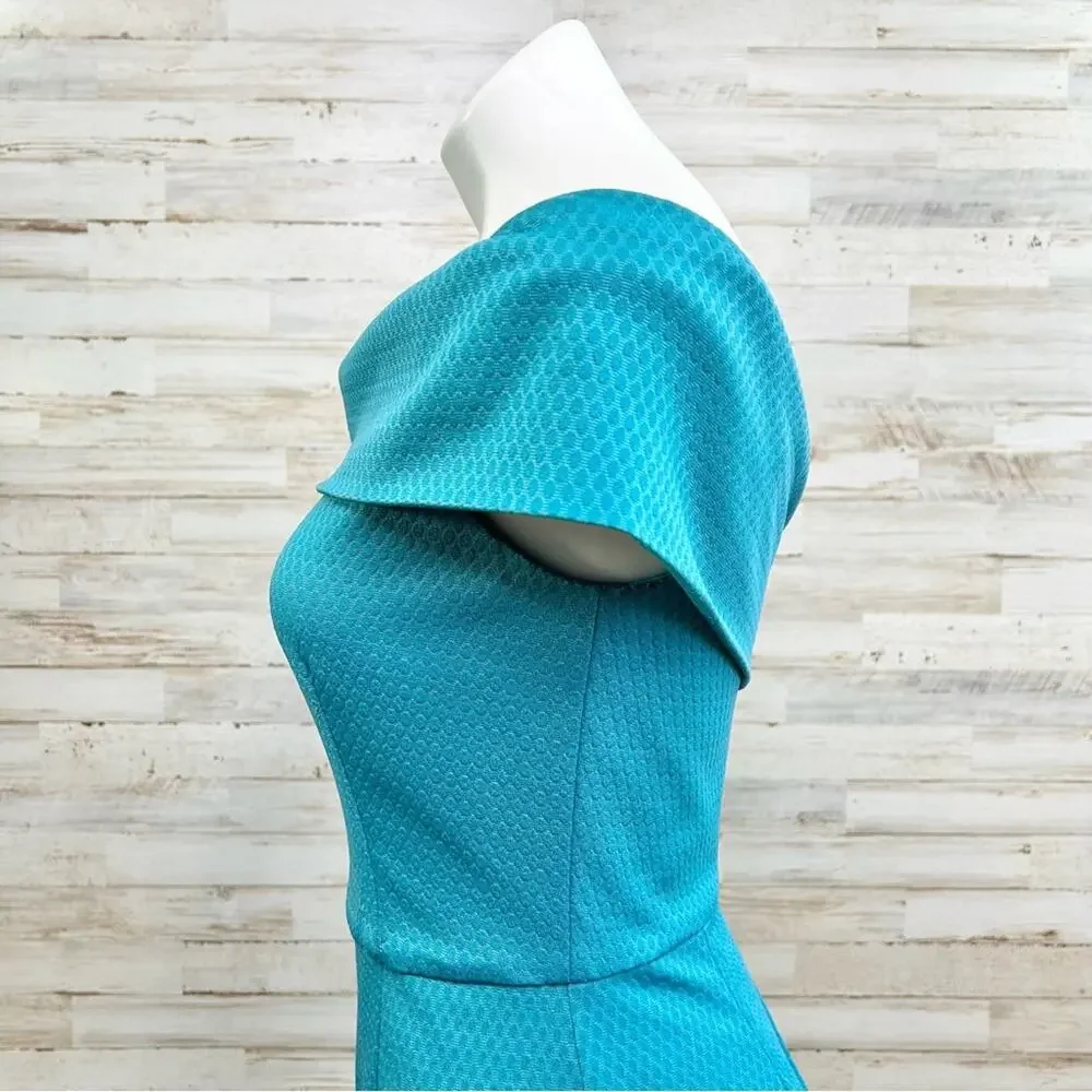 Slate & Willow Asymmetrical Off the Shoulder Dress Womens Size M Teal Jersey - Picture 7 of 16